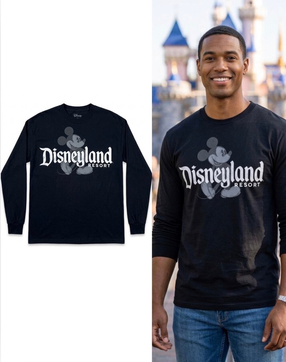 Disneyland Resort Mickey Mouse Black Long Sleeve T-Shirt Size Large